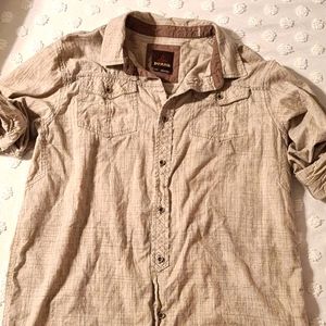 Men's L prAna 100% organic cotton button-down shirt